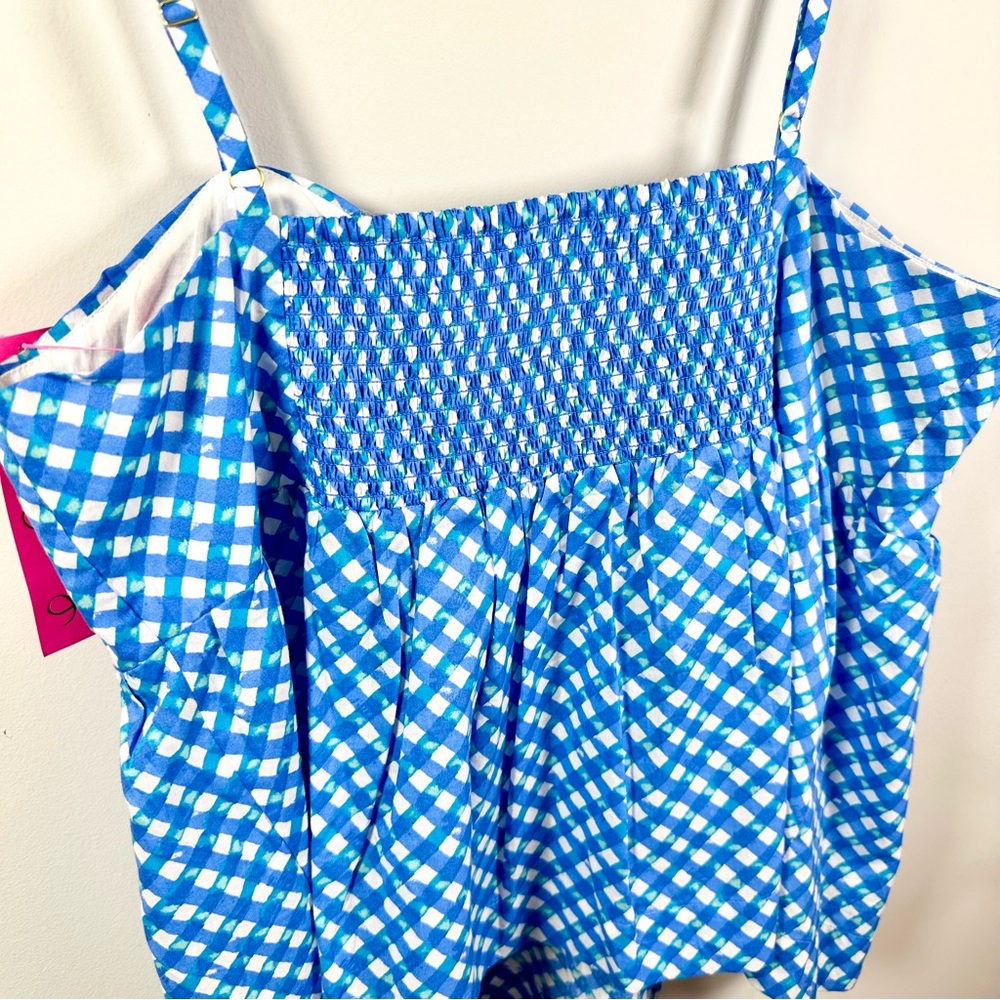 Lilly Pulitzer Mitzi Cotton Cami Boca Blue Double Checking - Picture 8 of 11